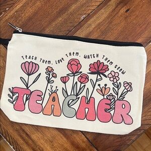 Floral Teacher Canvas Pouch